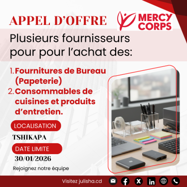 plusieurs fournisseurs pour la signature de Contrats-cadre pour l’achat des catégories d’articles
