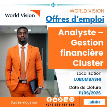 Analyste – Gestion financière Cluster de Lubumbashi (WV DRC)