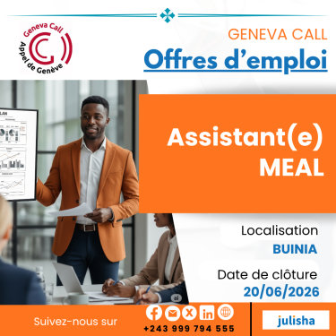 Assistant(e) MEAL (Suivi, Évaluation, Redevabilité et Apprentissage)